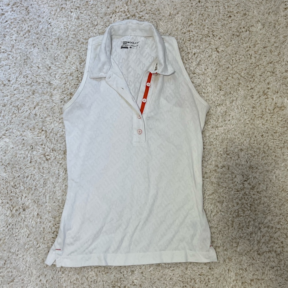 Nike dri-fit white sleeveless polo, size medium